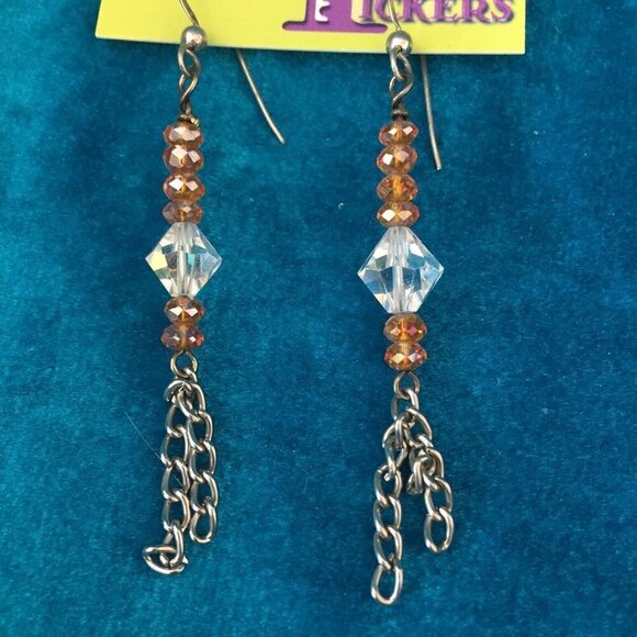 7 pairs dangle earrings - beaded - chains - ceramic - fused glass - sun and moon - Picture 7 of 8